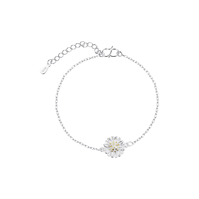 Silber Und Gold Sonnenblumen Armband Für Damen Gänseblümchen_voghion.com