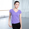 Red dance shoes thin cotton female adult dance tight short -sleeved shirt practice dance dancing cross -sliming group service 3844