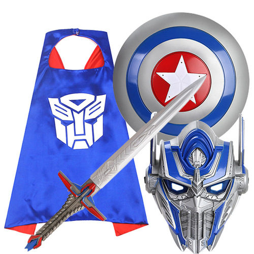 Halloween Cloak Kids Optimus Prime Lightsaber Mask Optimus Prime Glowing Mask Wholesale Children's Prom Party
