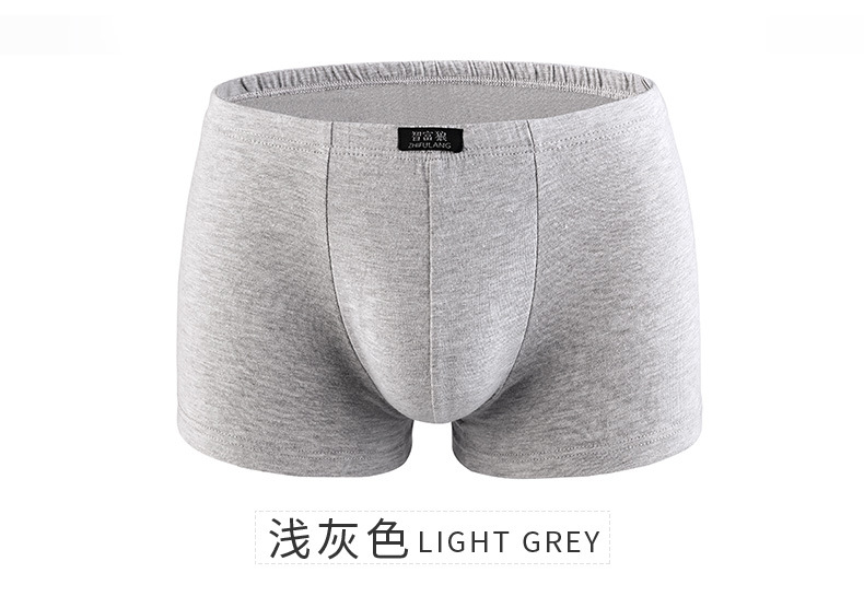 Fuente fabricante de algodón color sólido calzoncillos bóxer para hombres, transpirable y absorbente de sudor, calzoncillos de cintura media para hombres, pantalones sueltos de gran tamaño para jóvenes