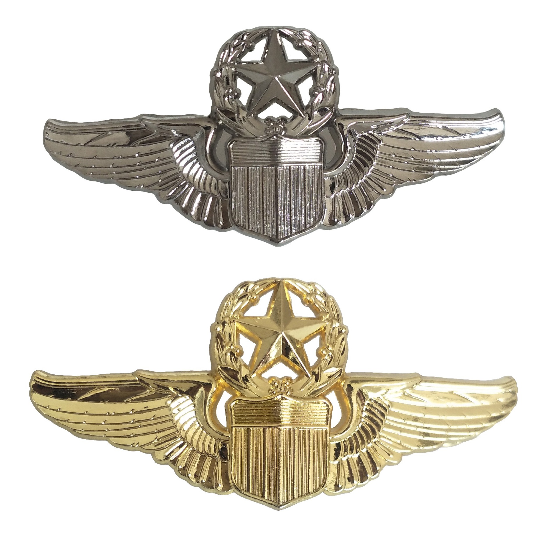 Insignia de la insignia de la calificación de piloto de la Fuerza Aérea estadounidense de la Segunda Guerra Mundial insignia de plata de oro insignia de ala voladora