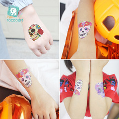 跨境防水萬聖節骷髏臉貼 亡靈節兒童搞怪派對貼紙tattoo sticker