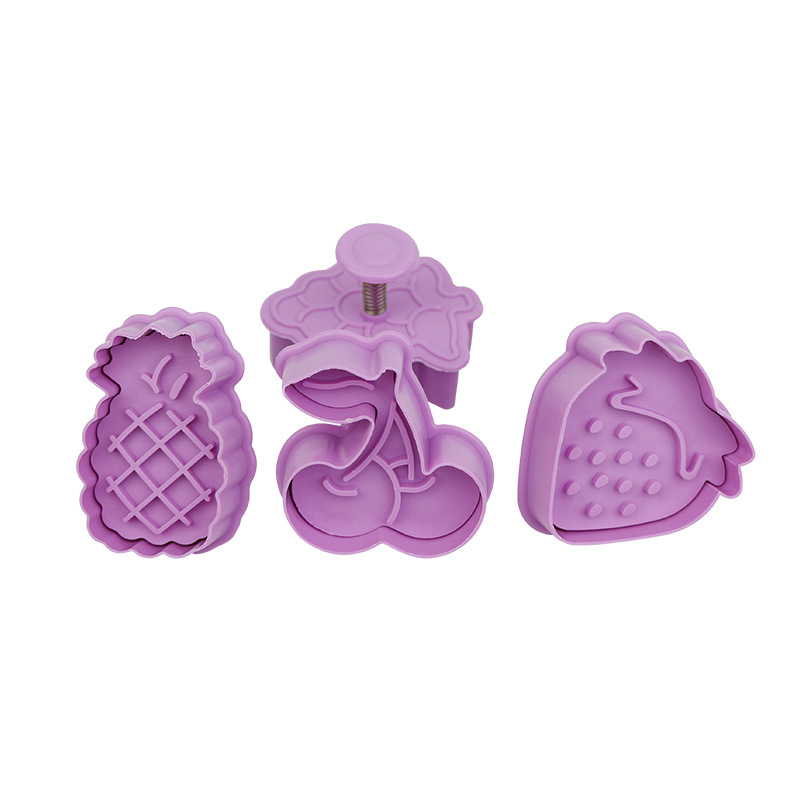 3D tridimensional tipo prensa de plástico tipo molde de galletas fruta uva piña berenjena fresa molde de galletas