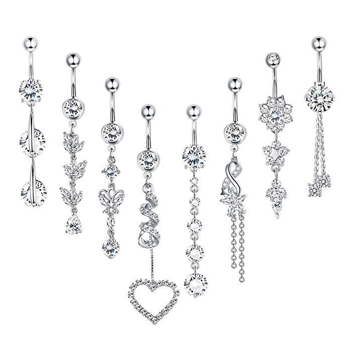 Klassischer Verkaufsschlager: 7-in-1- und 8-in-1-Ring-Kombination mit Zirkonia-Bauchnabelpiercing (Großhandel)_voghion.com