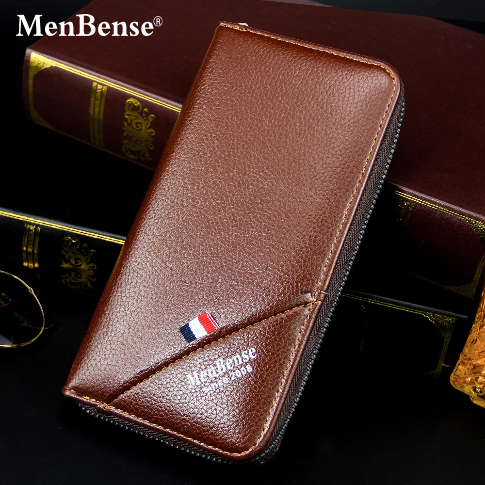 MenBense nueva cartera de los hombres de la cremallera larga bolsa de gran capacidad de Los Hombres bolso cartera bolso de la fábrica al por mayor