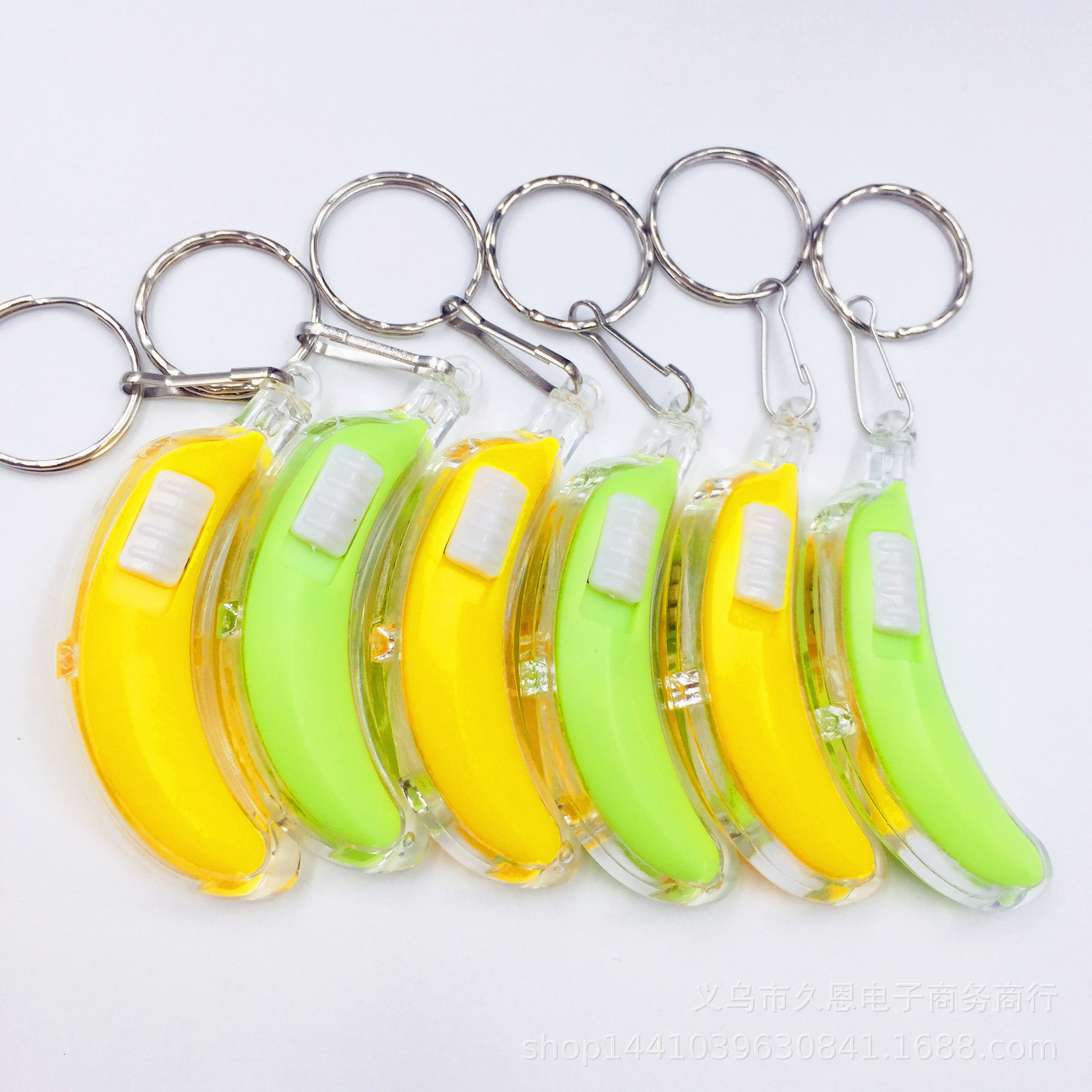 Simulación transfronteriza LED luminoso plátano llavero colgante de plástico bolsa de accesorios de juguete luminoso pequeño regalo al por mayor