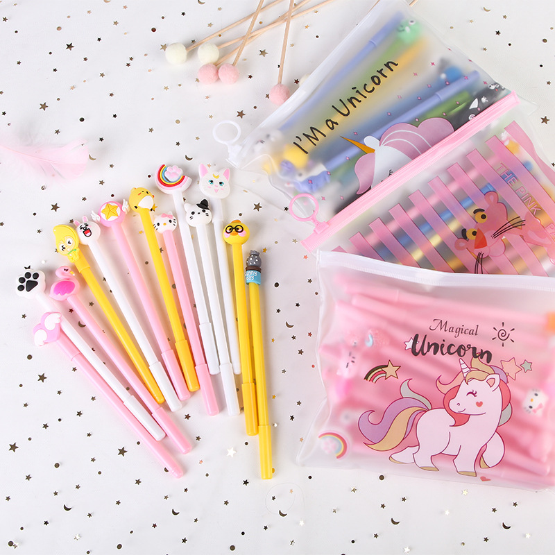 Girl's heart 20 plus pen bag student water pen signature pen net red cute cartoon 0.5 black gel pen suit