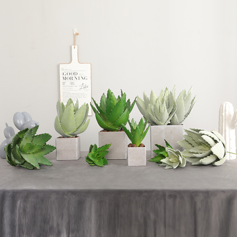 2019新款仿真植物eva多肉芦荟 家居装饰假花摆件植物墙插花芦荟