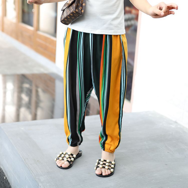 봄과 여름을위한 중소 어린이 베이비 블루머 얇은 바지 코튼 실크에서 소년 소녀를위한 여름 모기 방지 바지