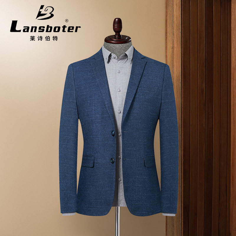 Trend men's blue autumn classic suit jacket for leisure