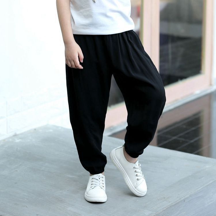 봄과 여름을위한 중소 어린이 베이비 블루머 얇은 바지 코튼 실크에서 소년 소녀를위한 여름 모기 방지 바지