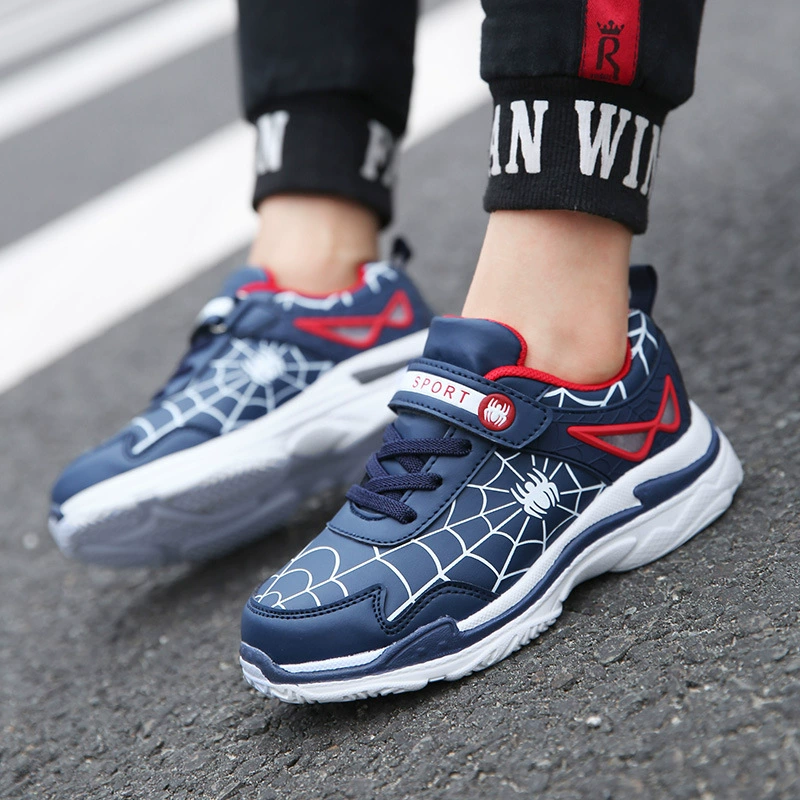 Человек-паук обувь для мальчиков Трансграничная внешняя торговля кожаные студенты водонепроницаемая обувь