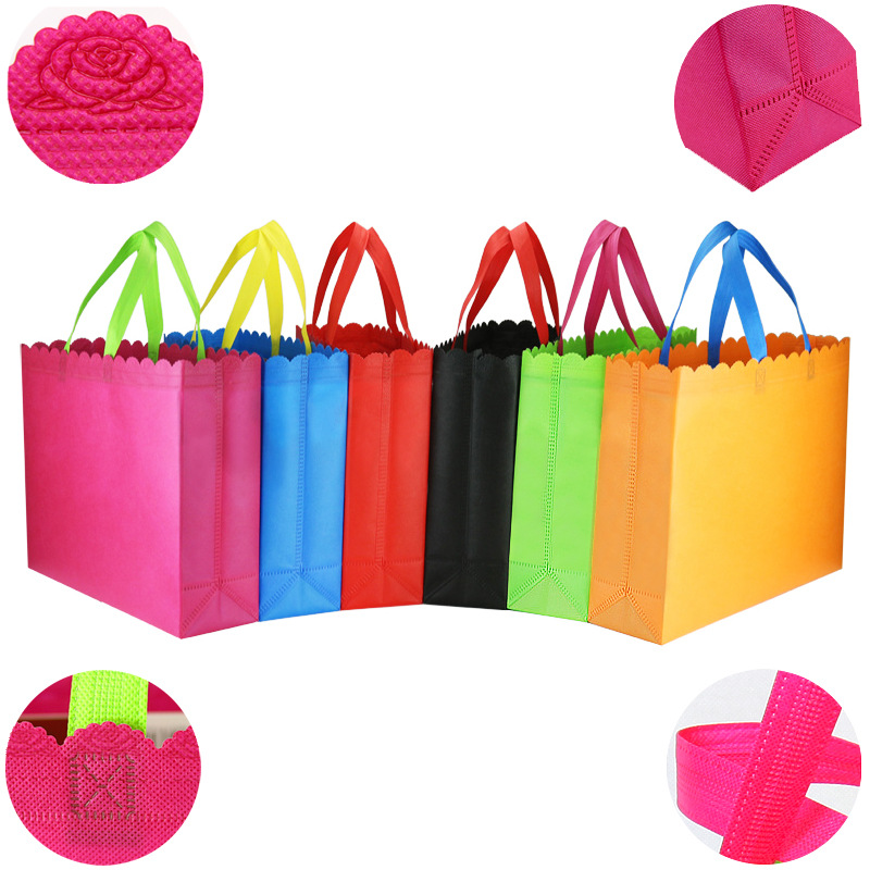 厂家直销 服装PP广告购物袋 礼品包装花边无纺布立体袋环保