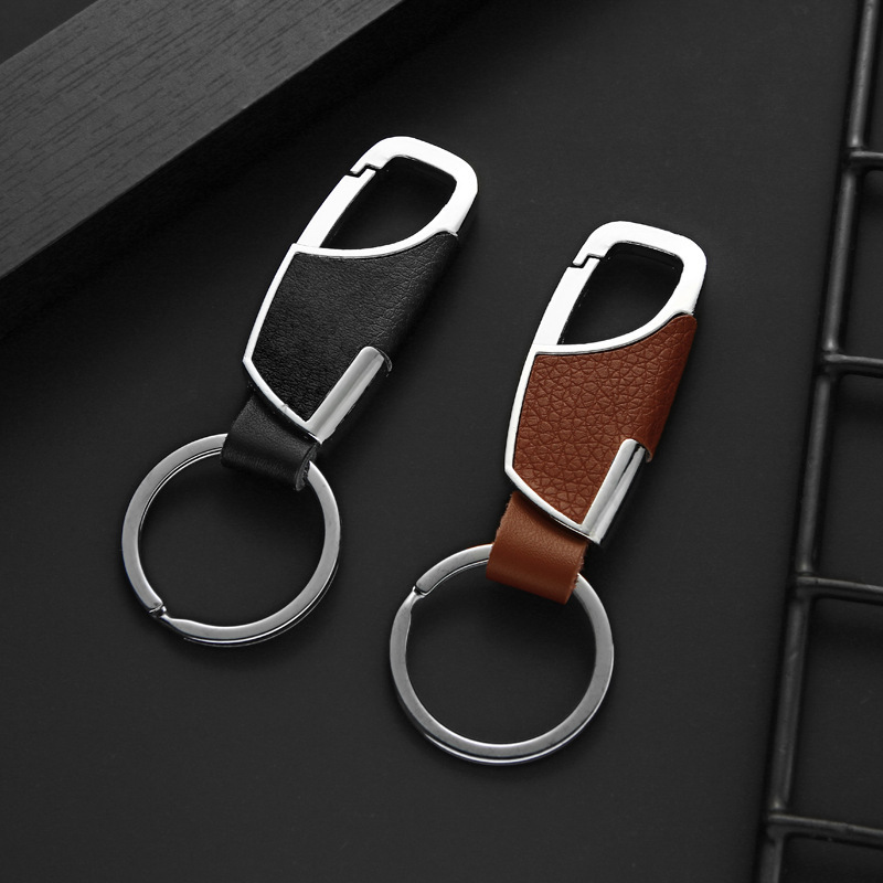 Men's metal leather keychain creative personality gift Car pendant wholesale a generation of hair
