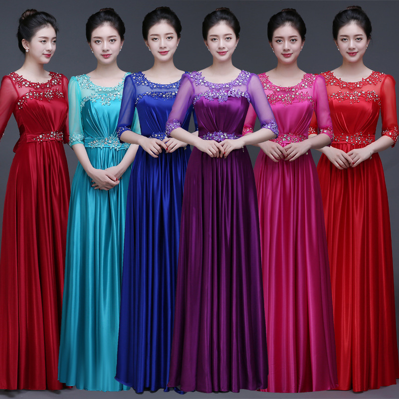 2026 New Spring and Summer Banquet Evening Dress, Chorus Performance Outfit, Long Conductor Uniform, Host Chorus Performance Outfit