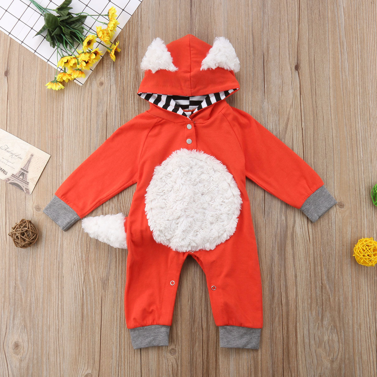 Children's Foreign Trade Explosions Children's Clothing Small and Medium-sized Children's Boys and Girls Baby Fox Cute Long Sleeve Shapes Jumpsuit