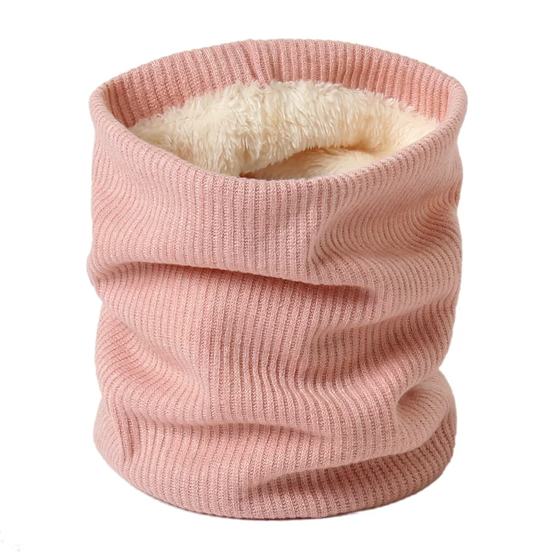 Demi-season fleece keep warm colored knitted scarf for men and women, with neck protection