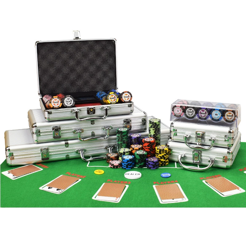 御圣 Texas Hold'em chip board game Mahjong chip currency 100-500 chip poker full set of aluminum box