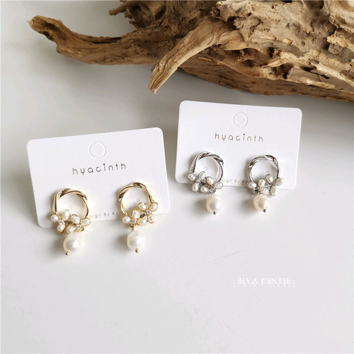 Korean new earrings natural freshwater pearl earrings mosquito coil ear clip earrings wholesale high-end earrings