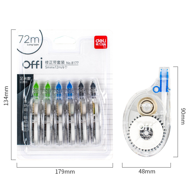 Deli 8177 cinta de corrección papelería estudiante cinta de corrección suministros de oficina cinta de corrección de gran capacidad ropa asequible
