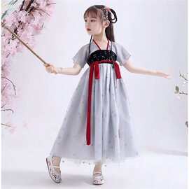 女童夏装汉服连衣裙中大童古装仙女裙儿童中国风小女孩唐装仙女服