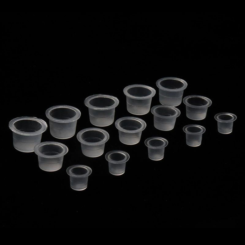 Tattoo Plastic Color Cups, Disposable 100-Pack, Transparent, Small/Medium/Large