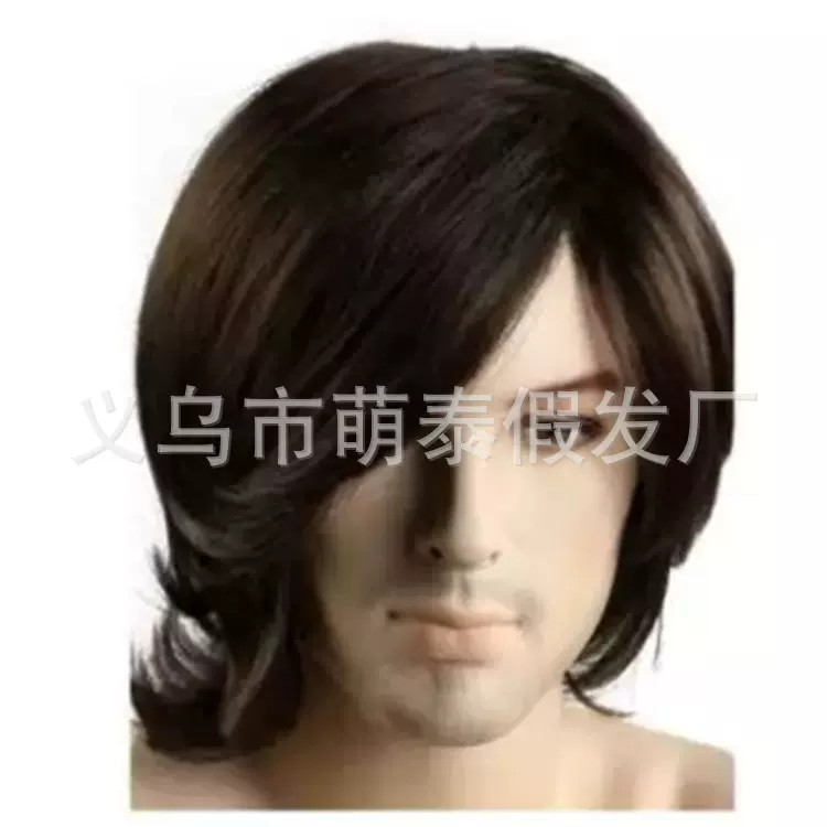 新款欧美男士假发 长款男发 高温丝wigs 厂家现货