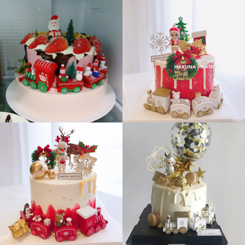 Christmas decorations, wooden small train, Christmas craft ornaments, children's holiday gifts, kindergarten gifts