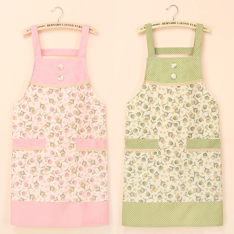 New Simple Fashion Pastoral High-Quality Polyester Cotton Apron For Kitchen Adults Restaurant Anti-Stain Dirt-Resistant_voghion.com