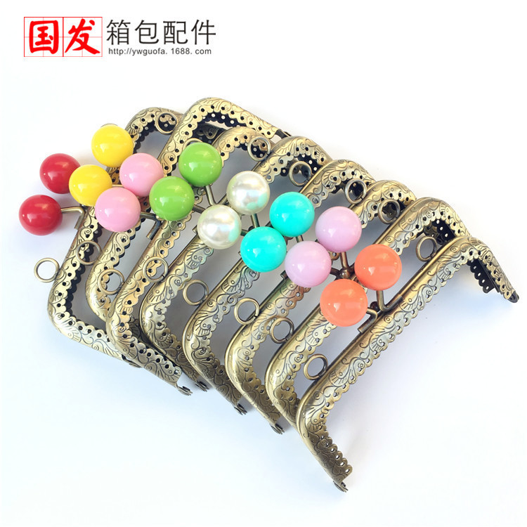 12,5 CM cuadrado dragón fénix flor encaje cabeza de caramelo boca oro 20MM cuentas de caramelo grandes 0367-GT