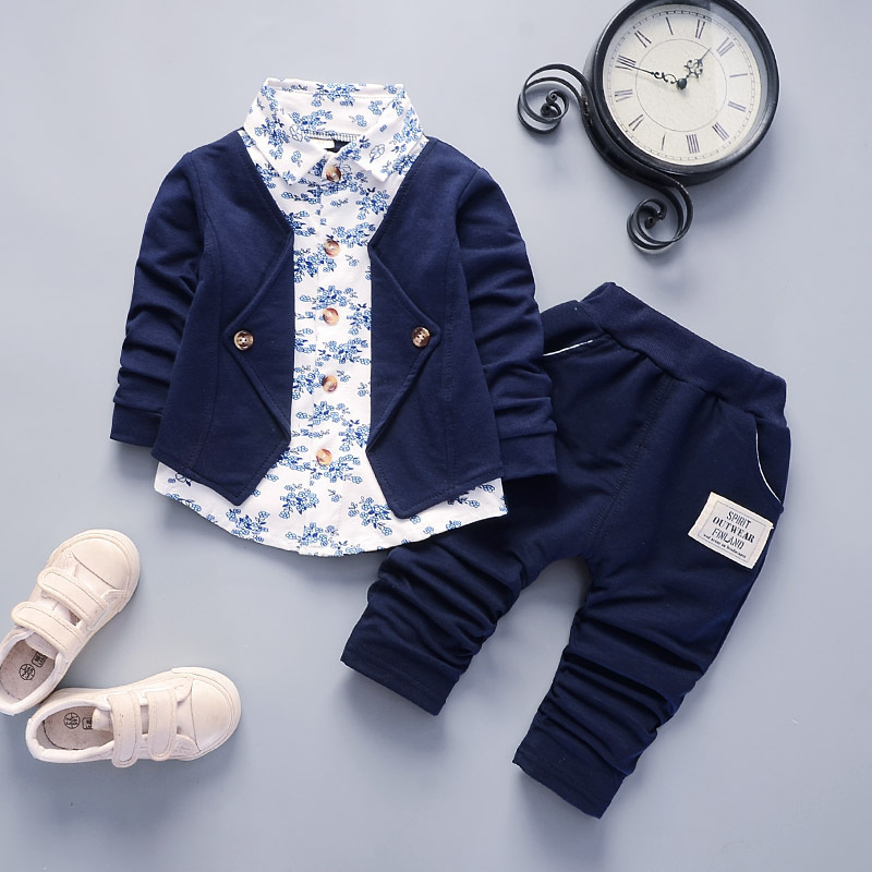 2024 Spring and Autumn New Children's Clothing Infant Gentleman Suit Fake Three-Piece 0-4 Years Old Children's Two-Piece Baby Suit Trendy