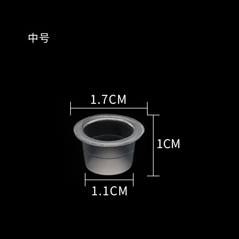 Tattoo Plastic Color Cups, Disposable 100-Pack, Transparent, Small/Medium/Large