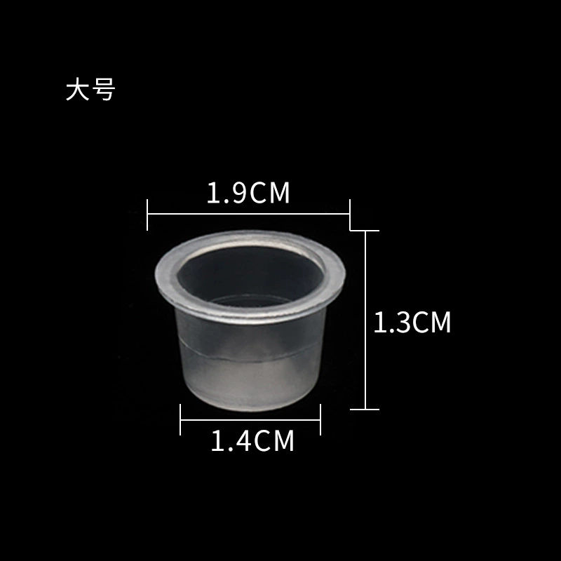 Tattoo Plastic Color Cups, Disposable 100-Pack, Transparent, Small/Medium/Large