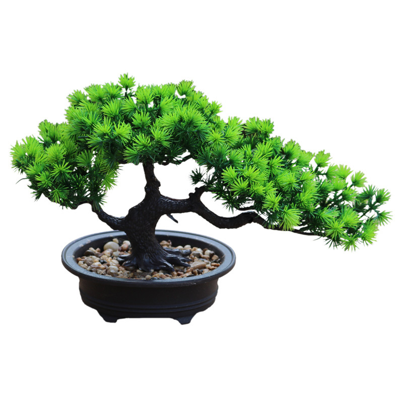Pino artificial casa interior verde planta decoración flor artificial maceta decoración árbol artificial gran bienvenida Pino plástico bonsai