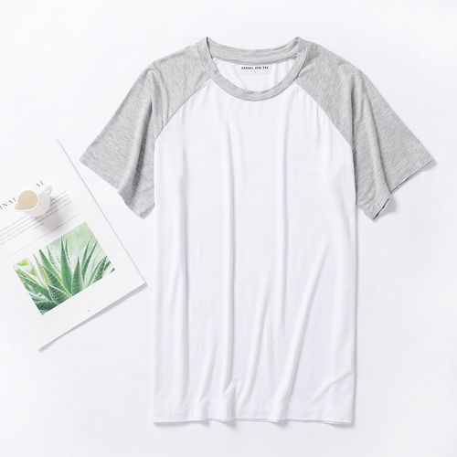 Men's Short Sleeve Sleepwear Single Top Spring and Summer Thin Modal Crew Neck Loose Plus Size T-Shirt Casual Home Wear