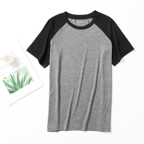 Men's Short Sleeve Sleepwear Single Top Spring and Summer Thin Modal Crew Neck Loose Plus Size T-Shirt Casual Home Wear