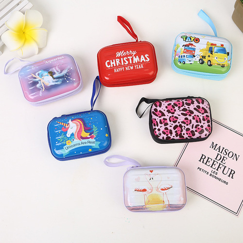 Jewelry tinplate storage bag rectangular student portable zipper bag cartoon children's coin bag storage box