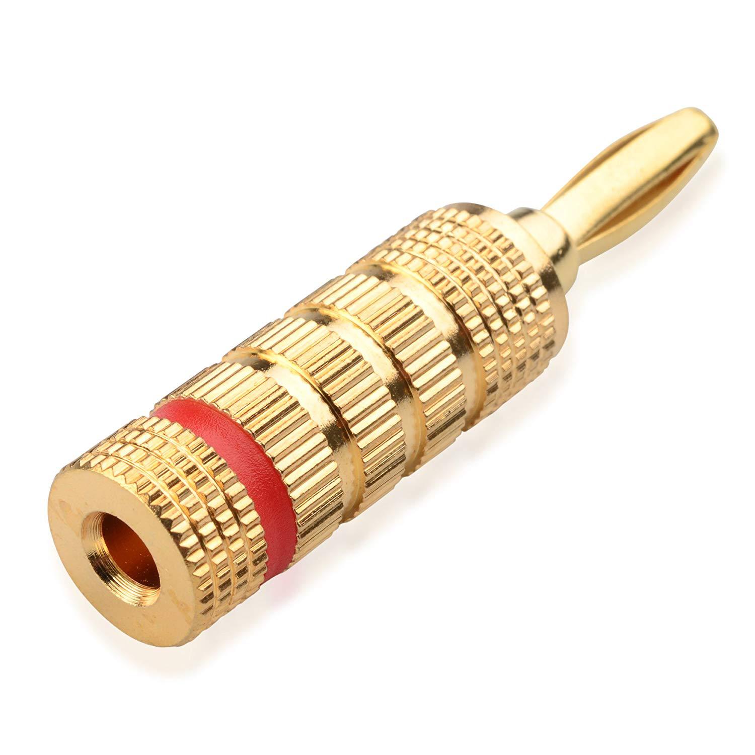 蛇王香蕉音箱插头 音响音箱4MM插头 喇叭 纯铜镀金香蕉插头