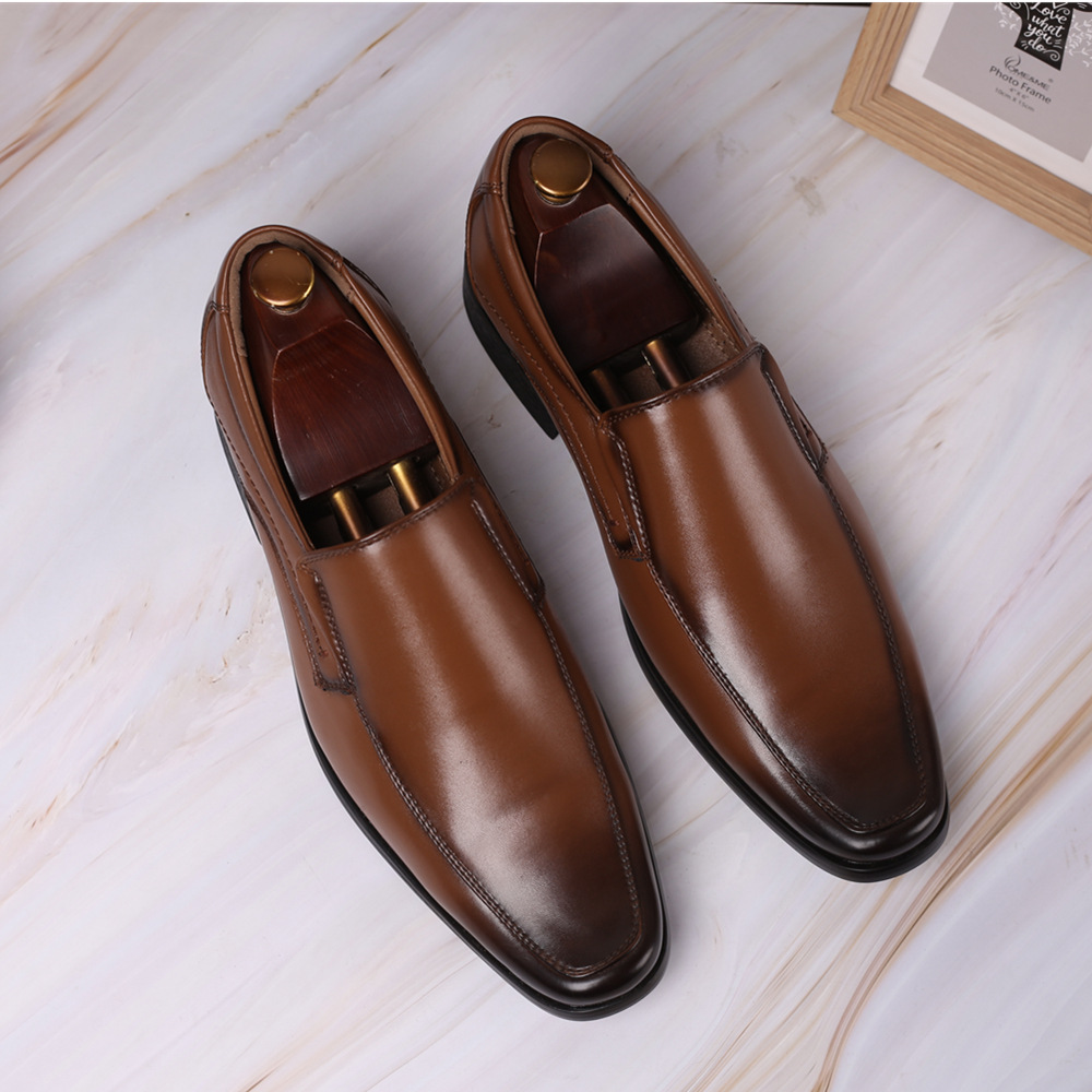 Leather shoes for men color shoes for men slip-on leather shoes for men small square head leather shoes for men_voghion.com