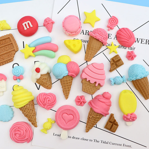 Various ice cream fondant silicone molds, macaron cones, meringue chocolate molds, cake decorations