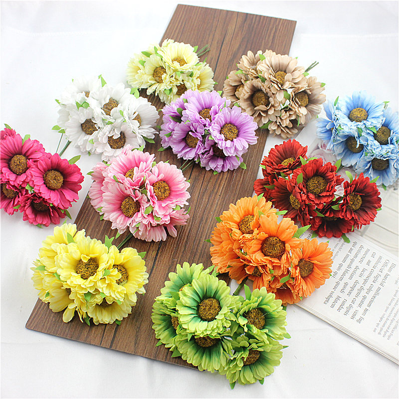 Handmade wreath material simulation chrysanthemum wedding silk flower straw hat flower bridal headdress accessories photo props