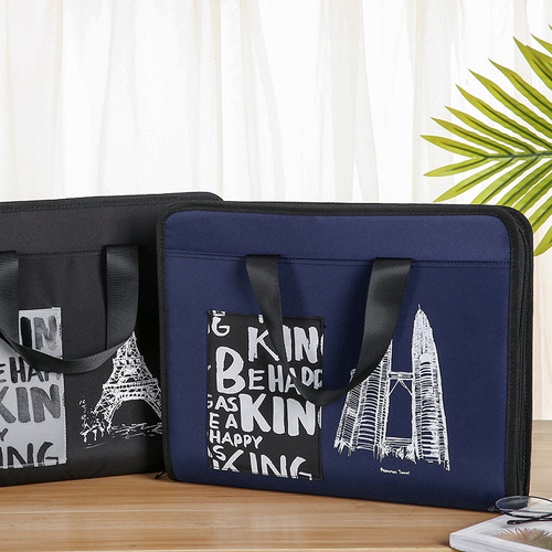 Student personalized creative file bag large capacity canvas portable accordion bag accordion clip a4 test paper storage folder
