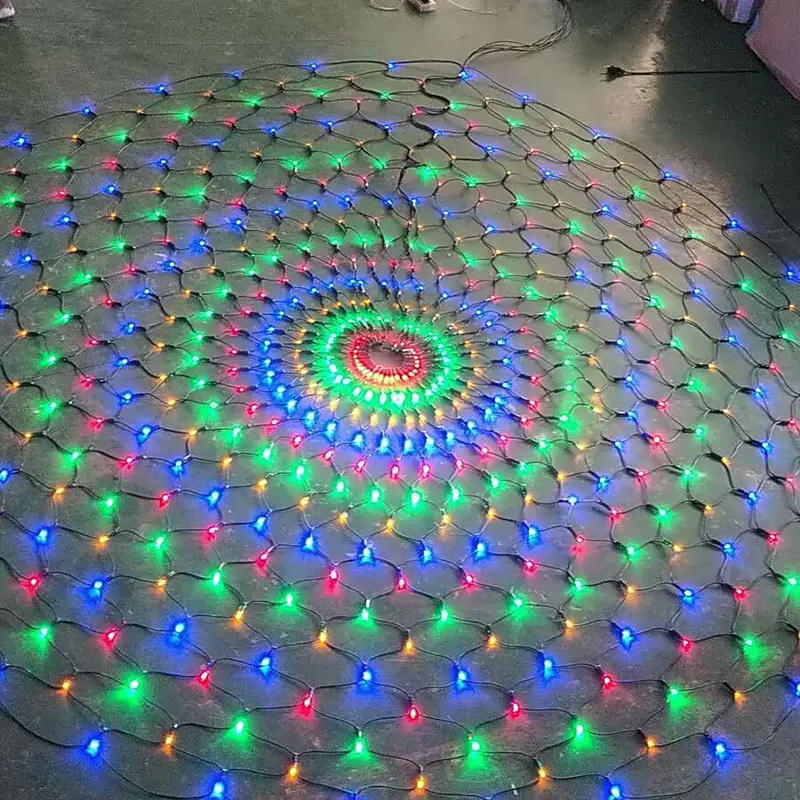 厂家批发220V圆形渔网灯网灯装饰彩灯直径1米200灯室外防雨灯具