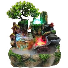 创意假山流水含小树款 卡通圆塑鱼缸盆景养鱼摆件新奇特儿童礼物