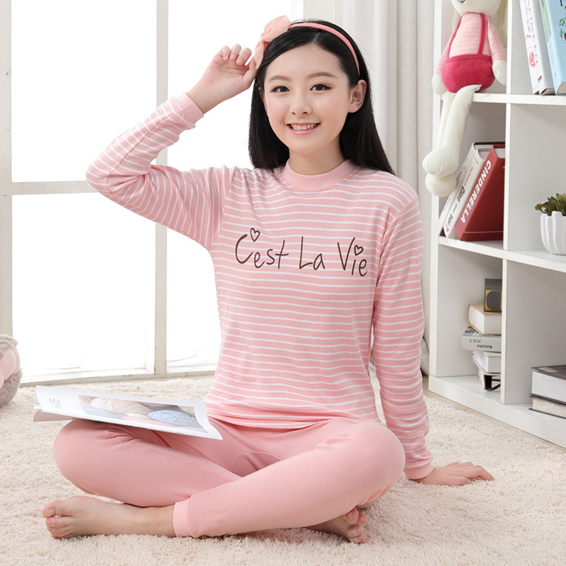 Girls Big Kids Girls Thermal Underwear Suit Spring and Autumn Cotton Sweater Junior High School Students Korean Style Pure Cotton Autumn Clothes and Pants Girls Big Kids Girls Thermal Underwear Suit Spring and Autumn Cotton Sweater Junior High School Students Korean Style Pure Cotton Autumn Clothes and Pants