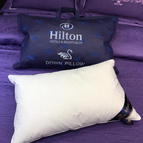 Wholesale supply hotel anti-feather cloth cotton pillow core feather velvet pillow high pillow B&B hotel 900g neck pillow