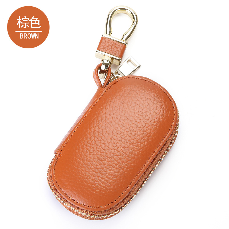 La primera capa de piel de vaca modelo universal con cremallera para llaves de coche 2024 moda nuevo conjunto de llaves fabricante al por mayor