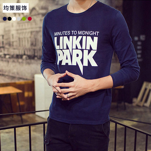 Men's T-shirt Autumn Long-sleeve T-shirt Pure Cotton Crew Neck Casual Print Men's Clothing Cultural Shirt Top Underwear