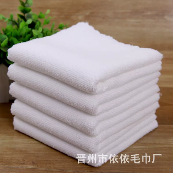 Microfiber factory wholesale White small towel hotel square bath embossed cut lace