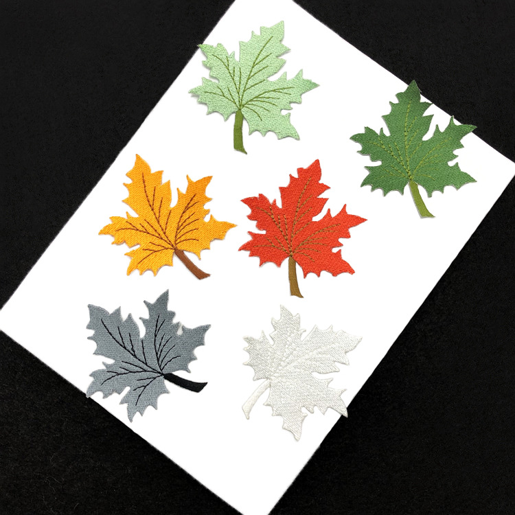 枫叶刺绣布贴外套装饰辅料背胶补丁贴帽子装饰厂家直供